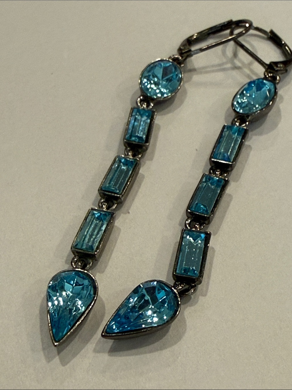 Givenchy Blue Crystal Drop Earrings - Picture 9 of 11